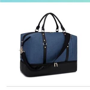 Blue Weekender Duffle Bag w/ Shoe Compartment